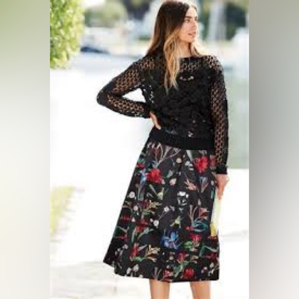 Next UK Floral Satin Midi Skirt with Pockets
